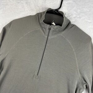 Ibex 1/4 Zip Pullover Mens Medium Merino Wool Base Layer Sweater Gray Hiking